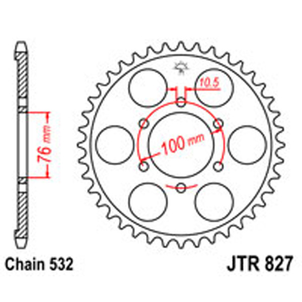 JT JT Rear Sprockets R/W 827-42T SUZ (806)